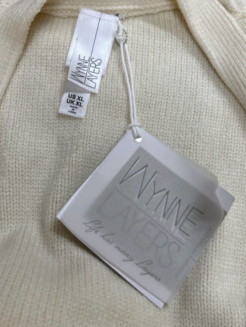 Ivory Open-Front Ribbed-Trim Cardigan Sweater - Picture 2 of 3
